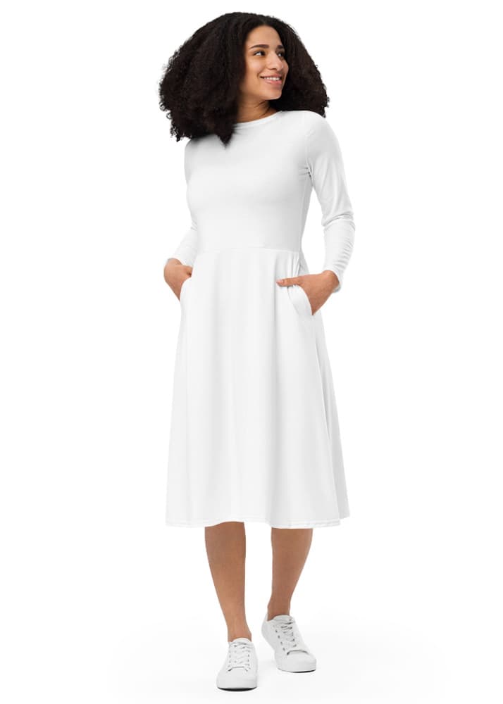 Imprimé intégral Print Manches longues Midi Dress